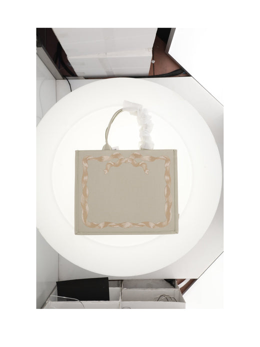 Dior Ribbon-Trimmed Cotton Tote Bag — Beige