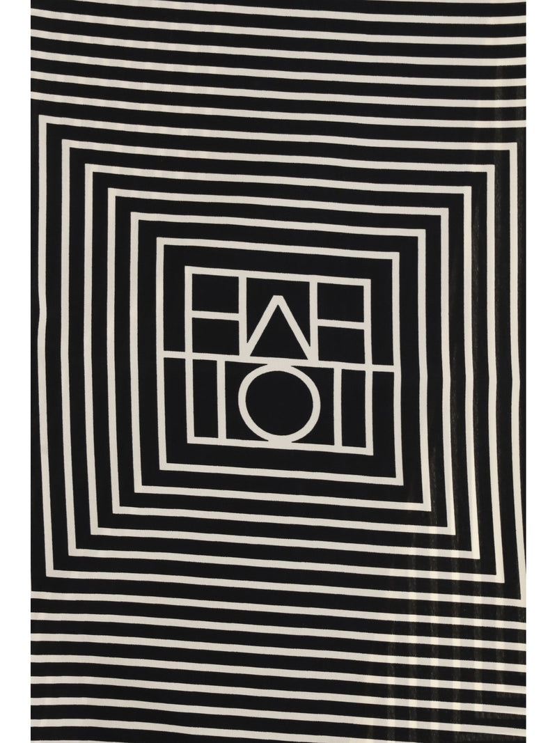 Toteme Monogram Silk Scarf — Black Scarfs