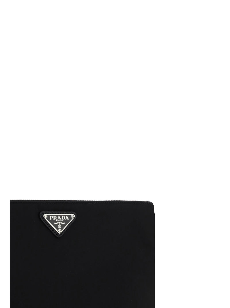 Prada Re-Nylon Triangle Logo Clutch — Black Polyamide Wallet