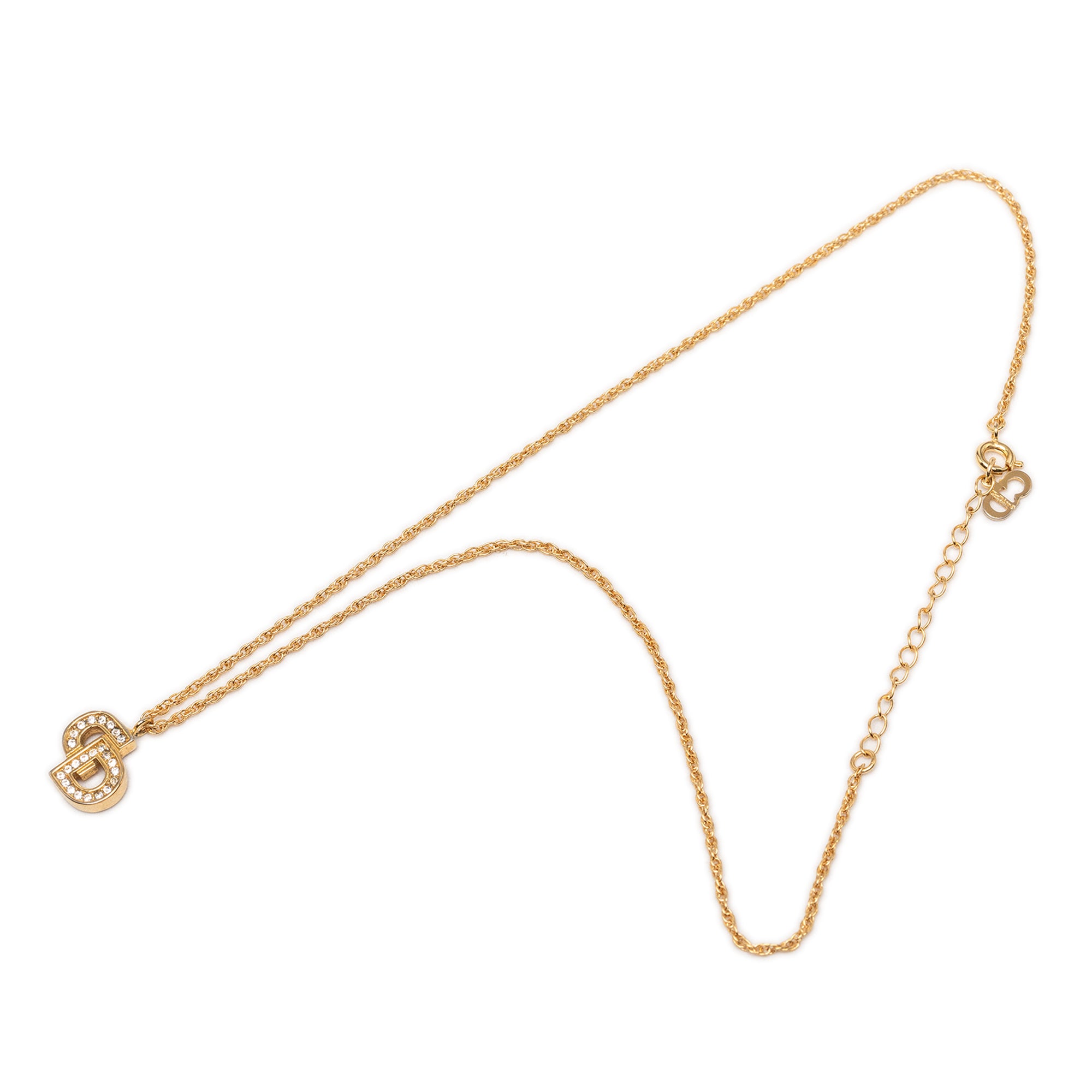 Gold Plated Strass CD Logo Pendant Necklace - Image 1