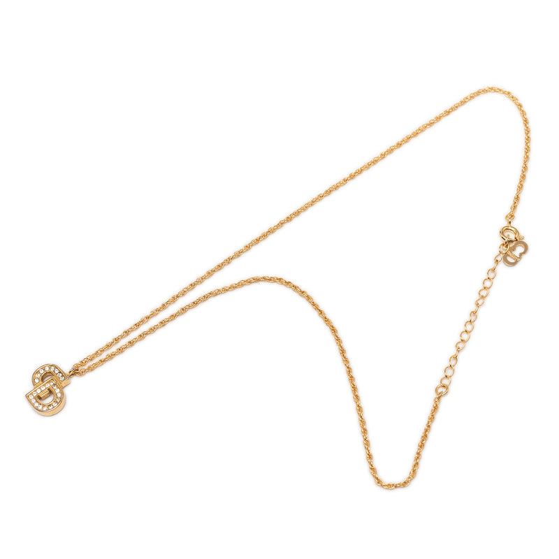 Gold Plated Strass CD Logo Pendant Necklace