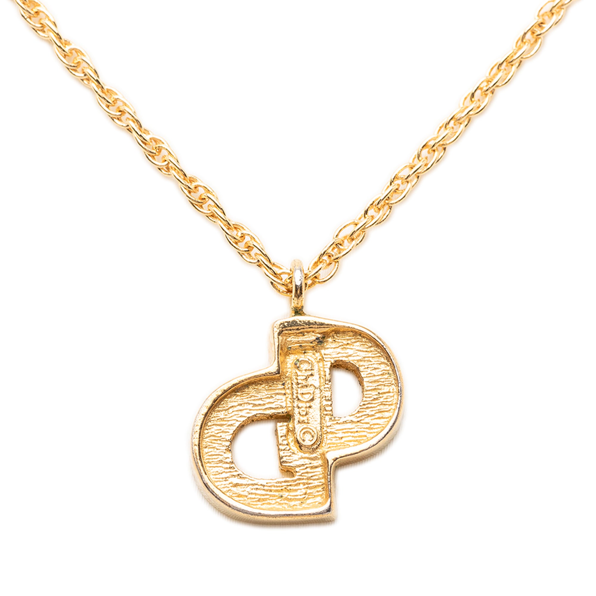 Gold Plated Strass CD Logo Pendant Necklace - Image 3