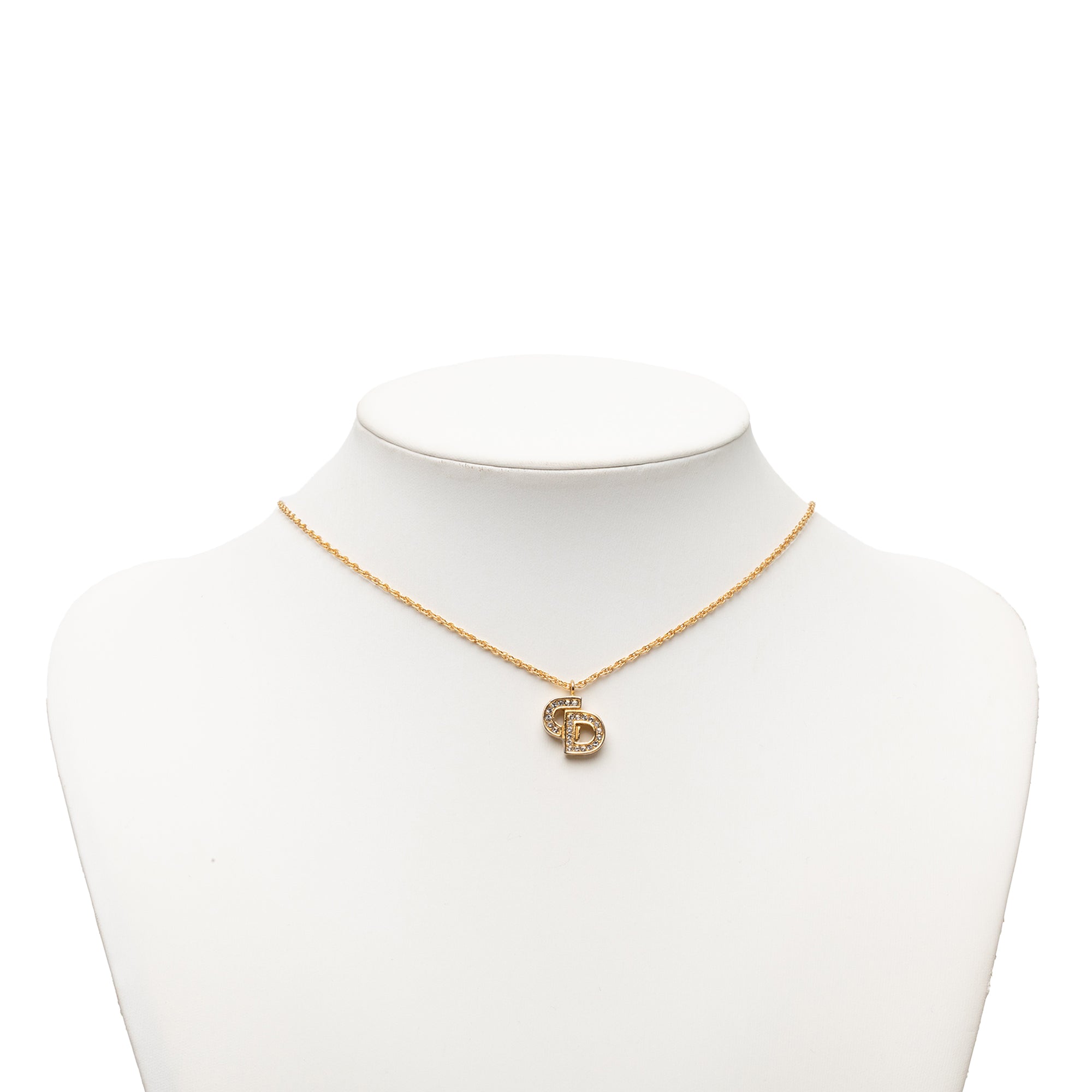 Gold Plated Strass CD Logo Pendant Necklace - Image 6
