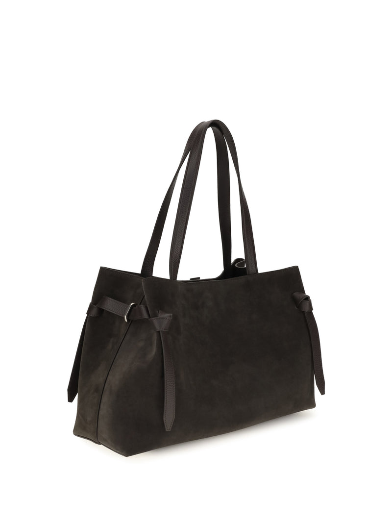Yuzefi Gyoza Shoulder Bag — Brown Suede