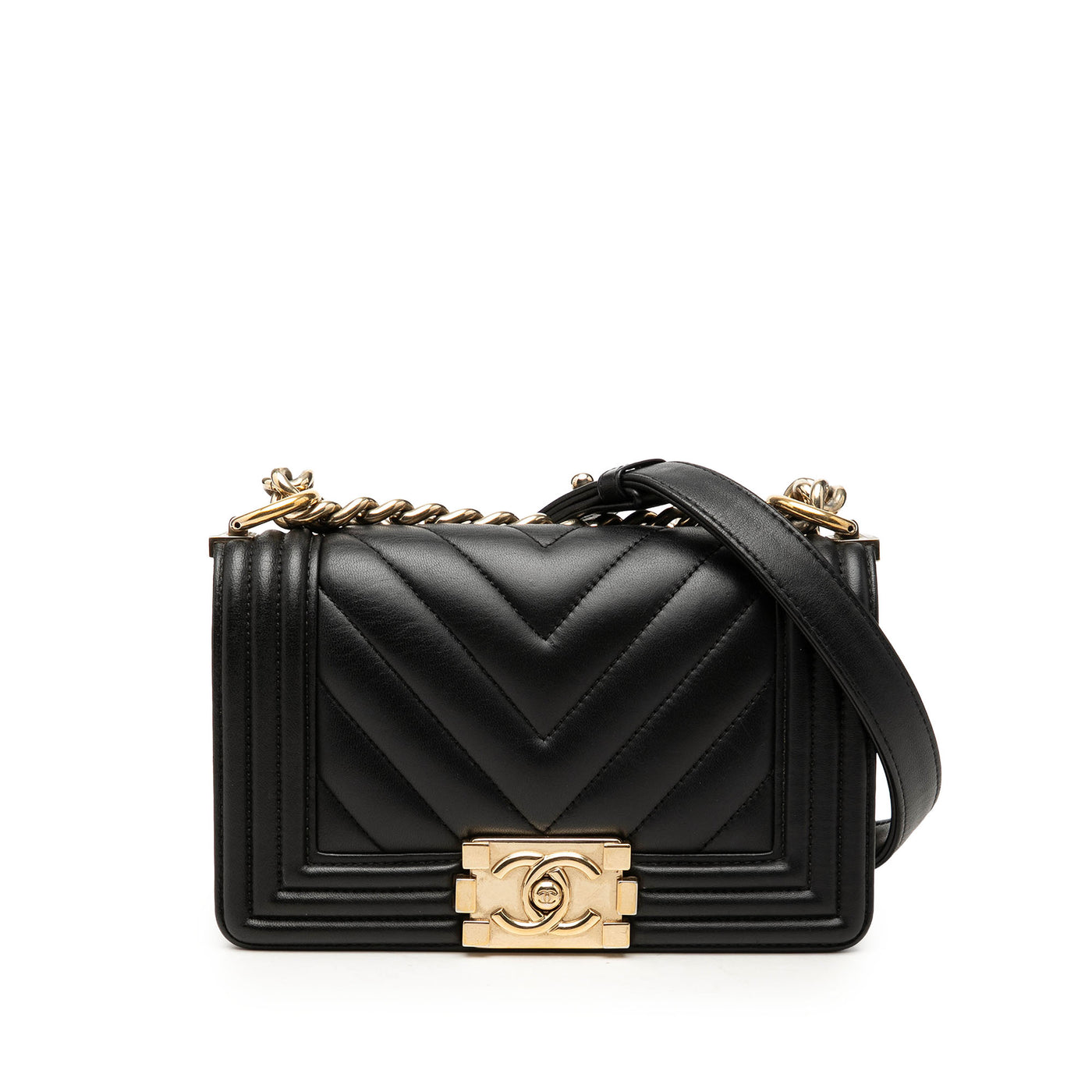 Small Chevron Lambskin Boy Flap - Image 1