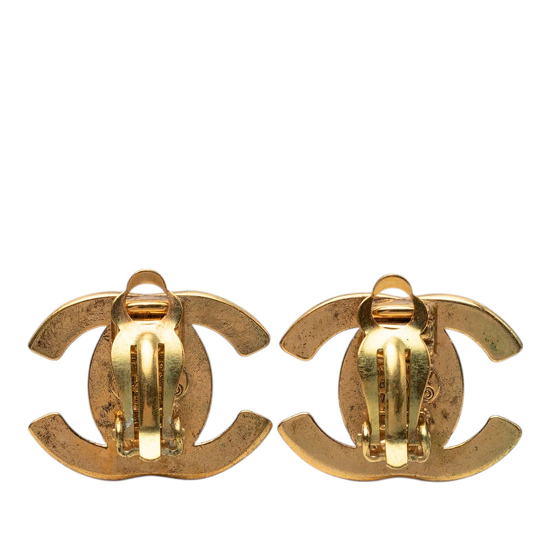 CC Gold Plated Turn Lock Clip On Earrings - Image 2