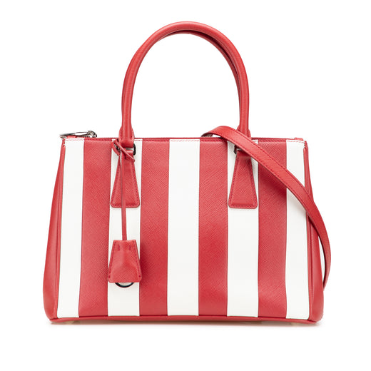 Small Bicolor Saffiano Galleria Double Zip Satchel - Image 1
