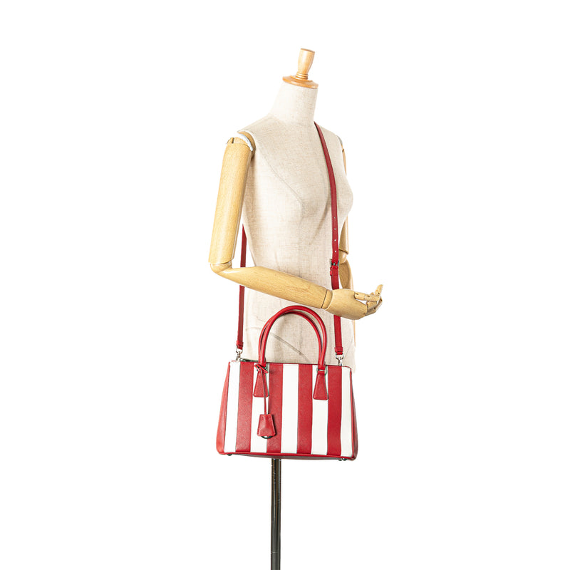 Small Bicolor Saffiano Galleria Double Zip Satchel - Image 11