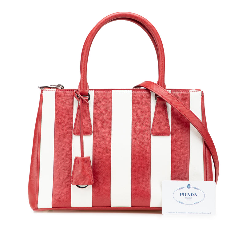 Small Bicolor Saffiano Galleria Double Zip Satchel - Image 12