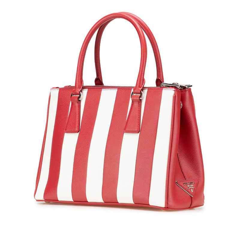 Small Bicolor Saffiano Galleria Double Zip Satchel - Image 2