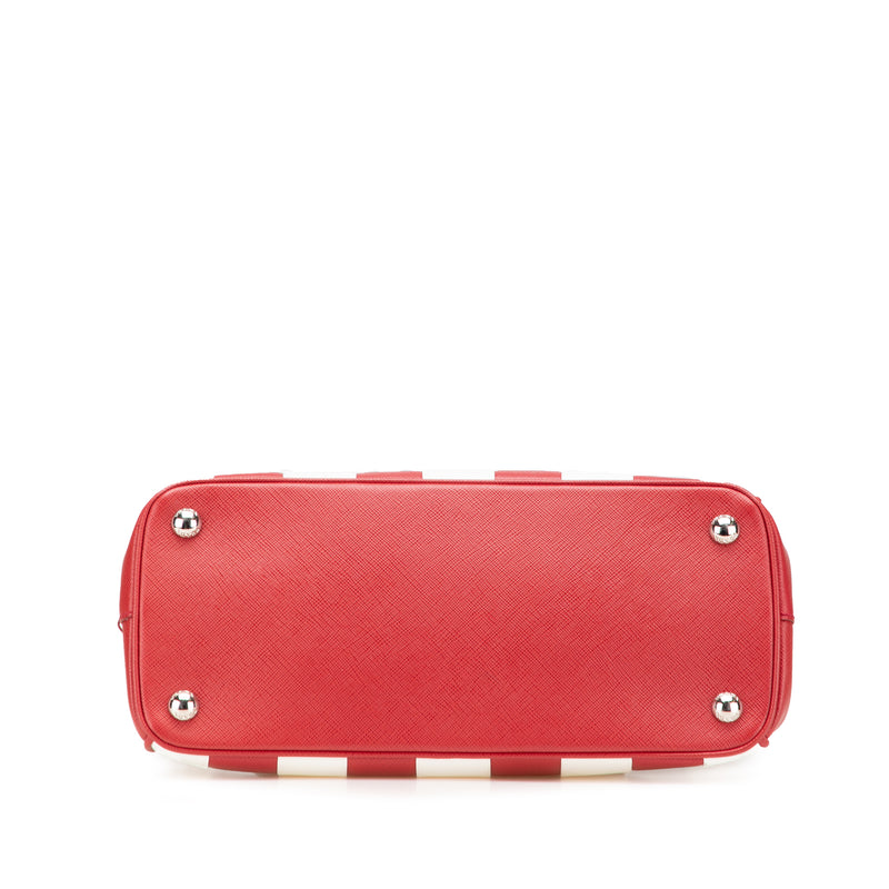 Small Bicolor Saffiano Galleria Double Zip Satchel - Image 3