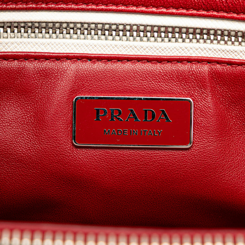Small Bicolor Saffiano Galleria Double Zip Satchel - Image 5