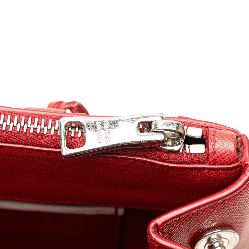 Small Bicolor Saffiano Galleria Double Zip Satchel - Image 8