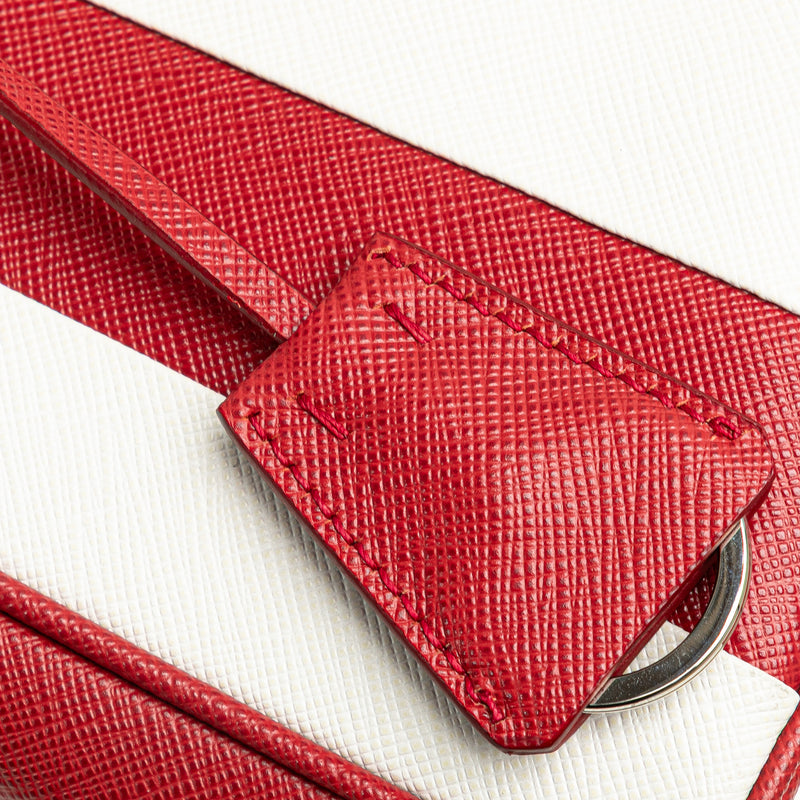 Small Bicolor Saffiano Galleria Double Zip Satchel - Image 9