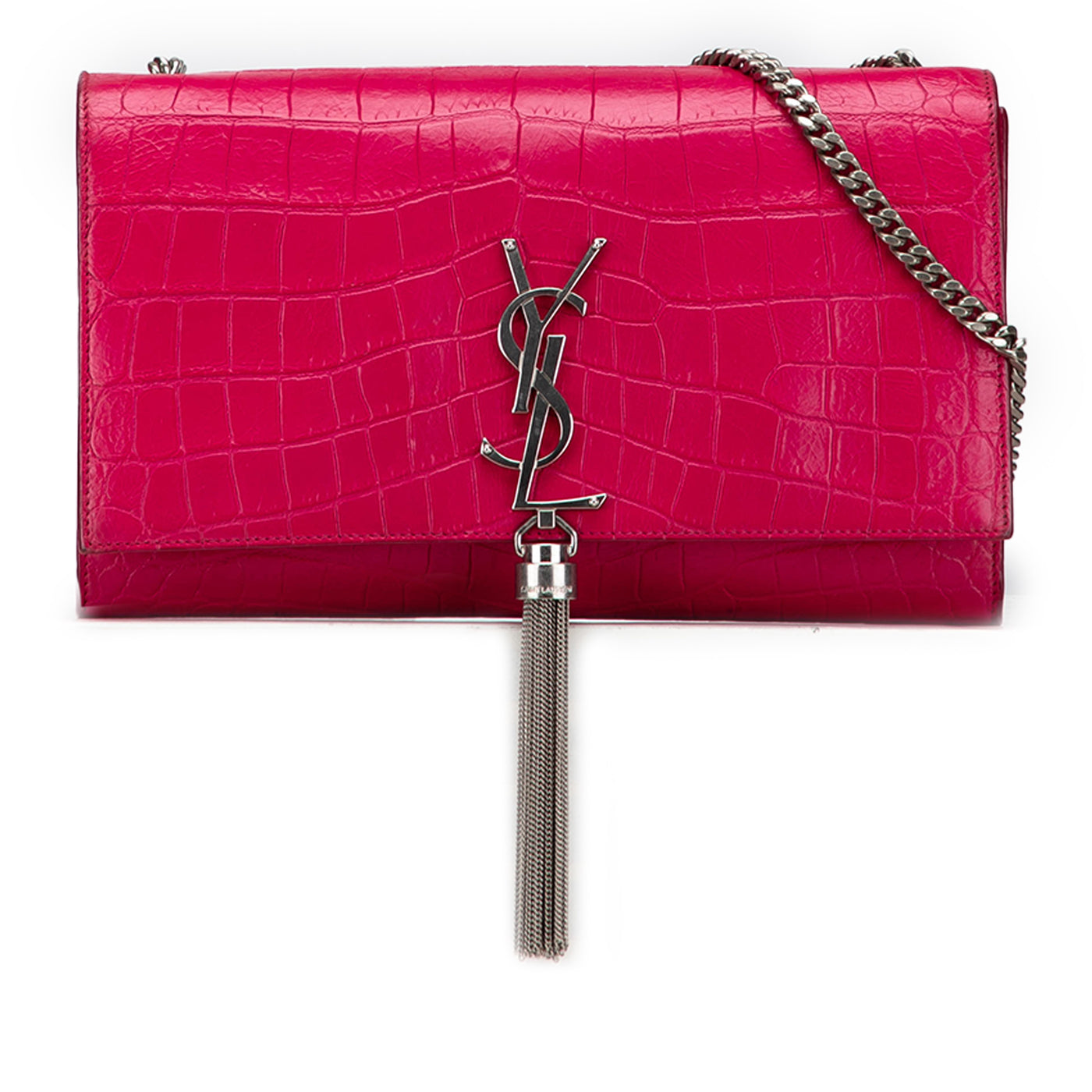 Medium Croc Embossed Leather Kate Tassel Crossbody - Image 1