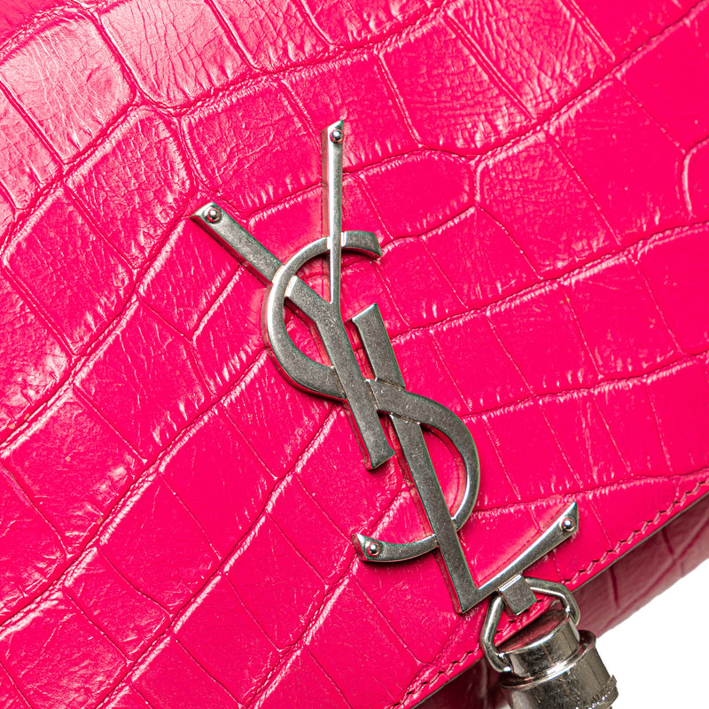 Medium Croc Embossed Leather Kate Tassel Crossbody - Image 7