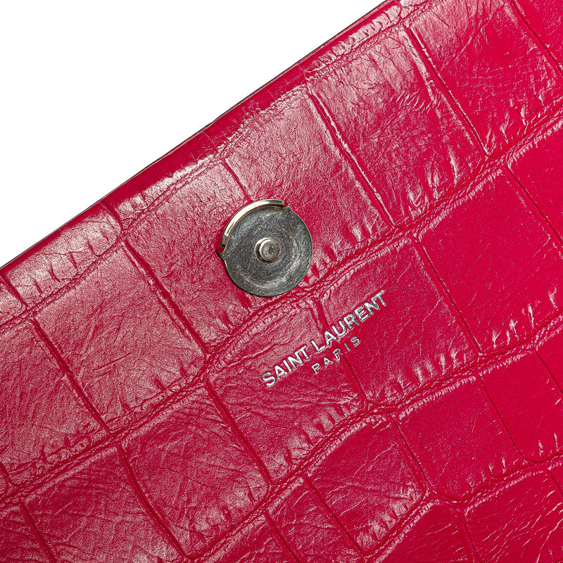 Medium Croc Embossed Leather Kate Tassel Crossbody - Image 9