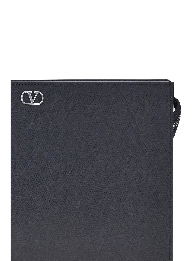 Valentino Garavani Vlogo Signature Soft-Grain Leather Wallet — Black