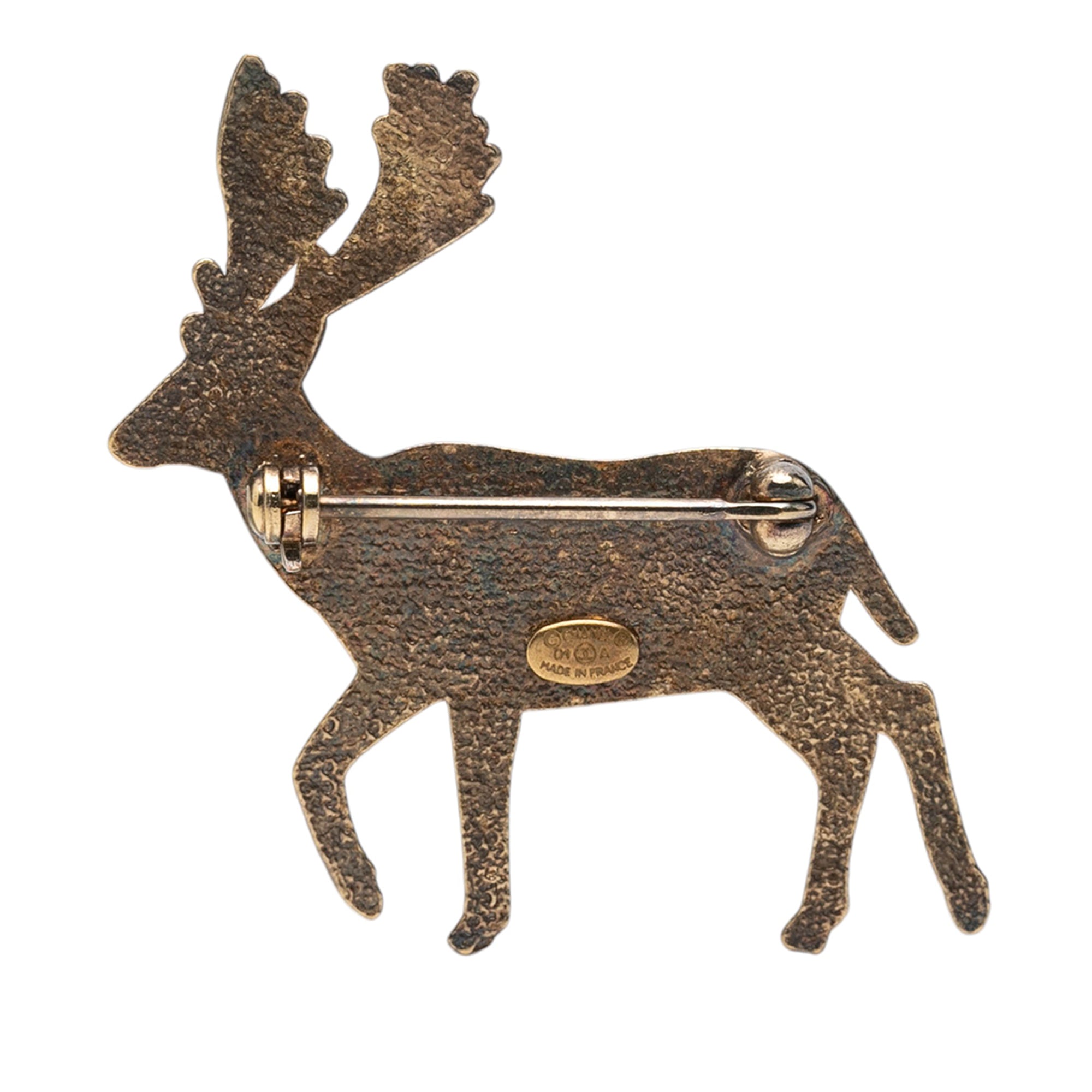 CC Gold Plated Faux Pearl Deer Brooch - Image 2