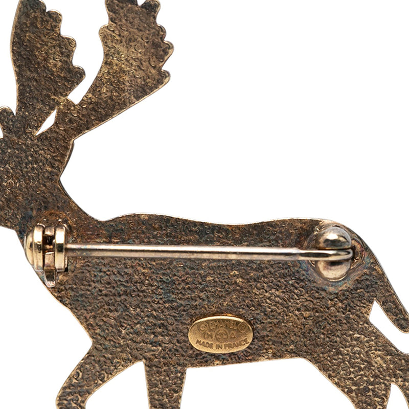CC Gold Plated Faux Pearl Deer Brooch - Image 3