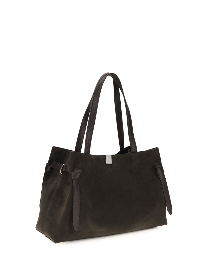 Yuzefi Gyoza Shoulder Bag — Brown Suede