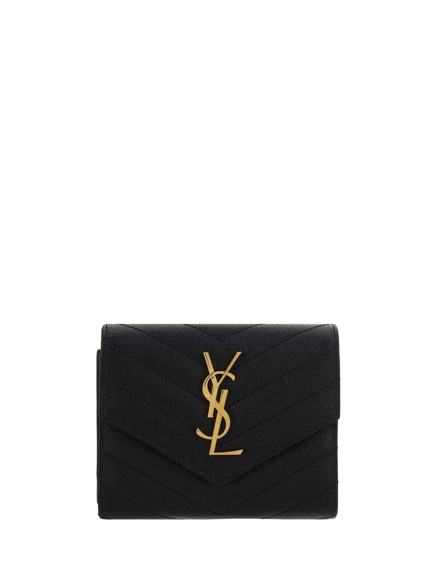 Saint Laurent Cassandre Matelassé Wallet — Black Calf Leather Bos Taurus