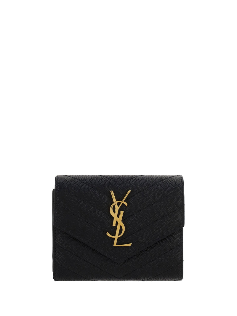 Saint Laurent Cassandre Wallet — Black Calf Leather