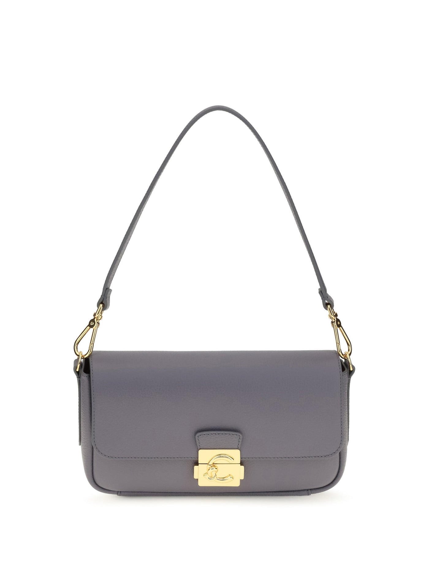 Coccinelle C-Me Lock Shoulder Bag — Gray Calf Leather Bos Taurus