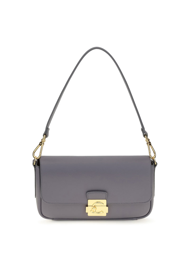 Coccinelle C-Me Lock Shoulder Bag — Gray Calf Leather (bos Taurus)