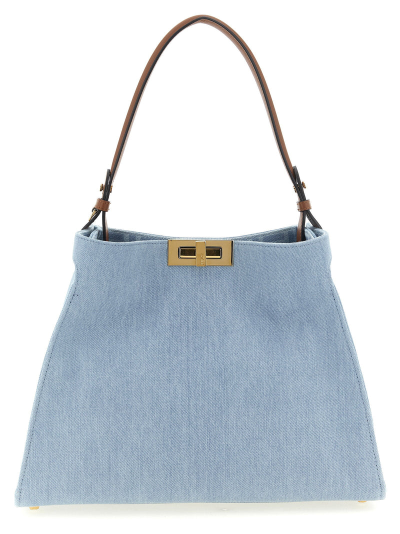 Fendi Denim Trapezoidal Shoulder Bag — Blue Light