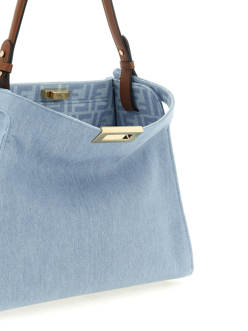 Fendi Denim Trapezoidal Shoulder Bag — Blue Light
