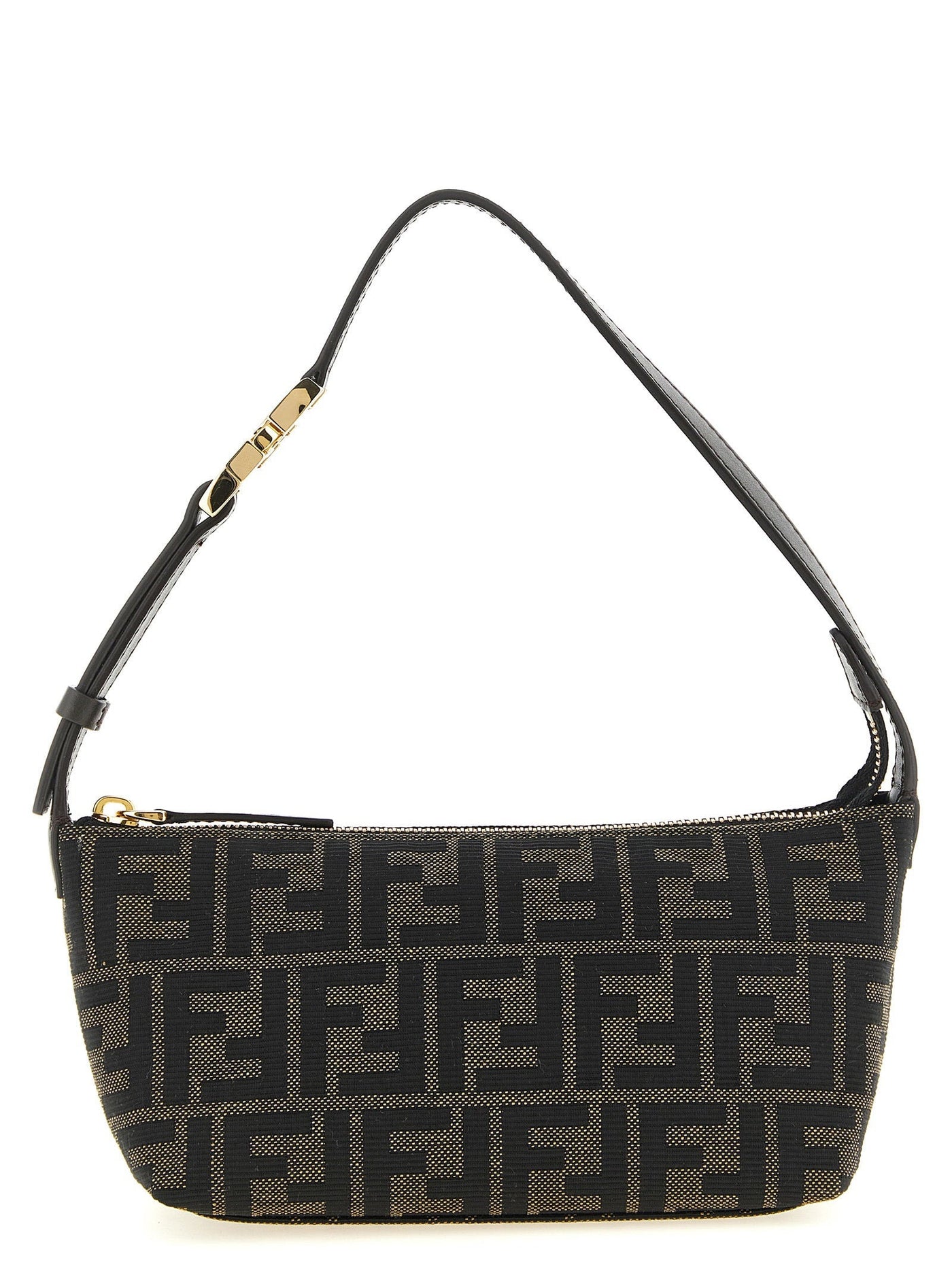 Fendi Vanity Shoulder Bag — Black Ff Zucca Jacquard Fabric
