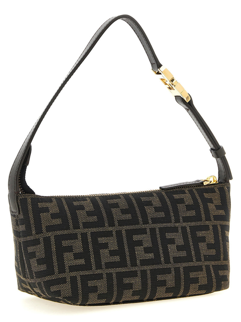Fendi Vanity Shoulder Bag — Black Ff Zucca Jacquard Fabric
