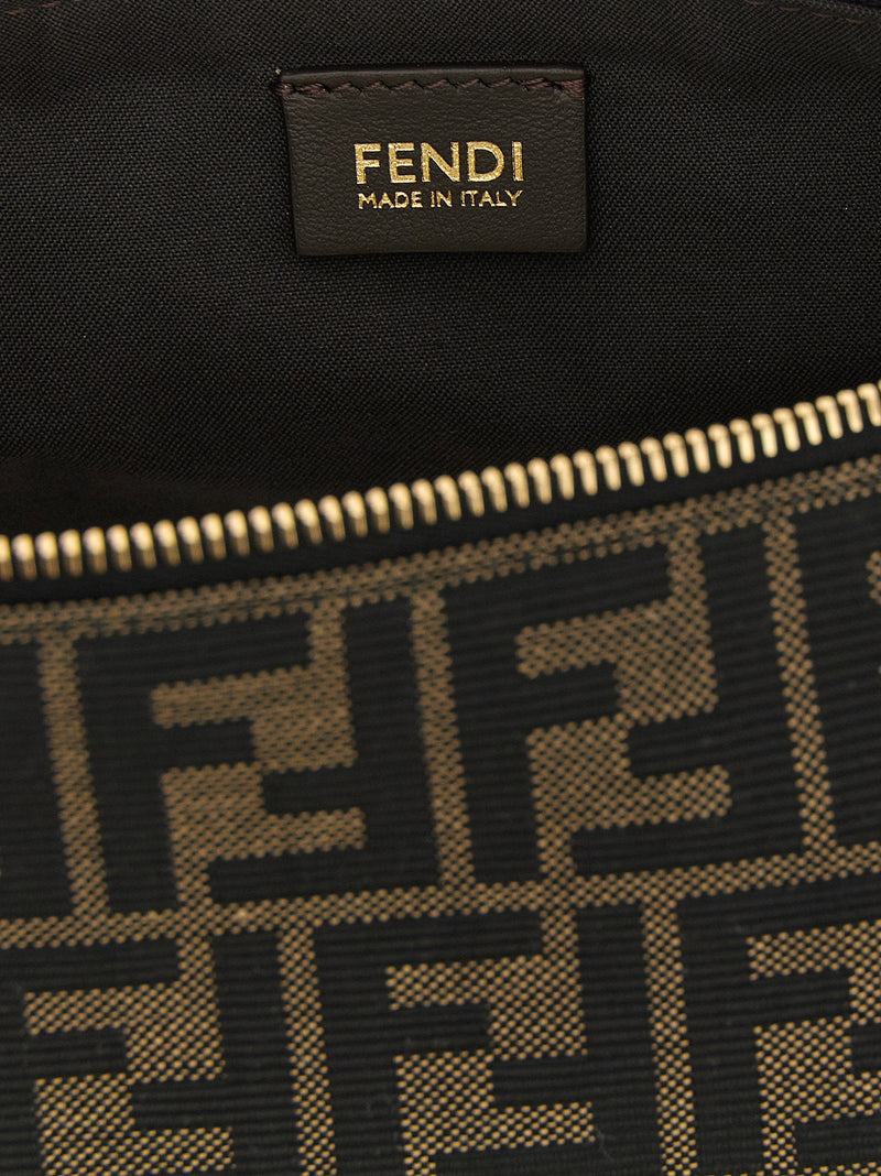 Fendi Vanity Shoulder Bag — Black Ff Zucca Jacquard Fabric