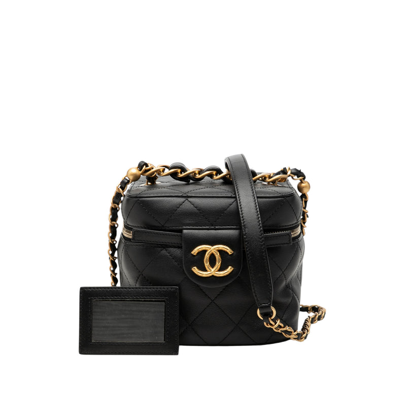 Small Quilted Calfskin Chain Bar Vanity Case with Chain - Image 8