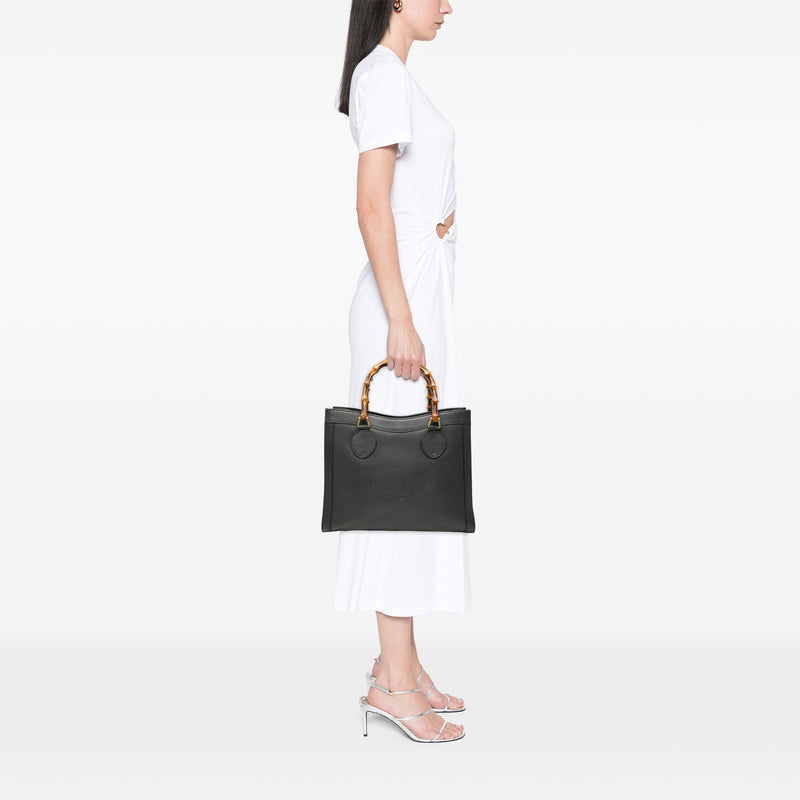 Medium Leather Bamboo Diana Tote - Image 6
