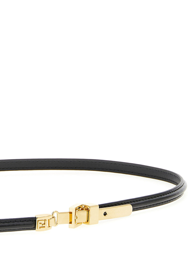 Fendi Logo-Engraved Leather Belt — Black