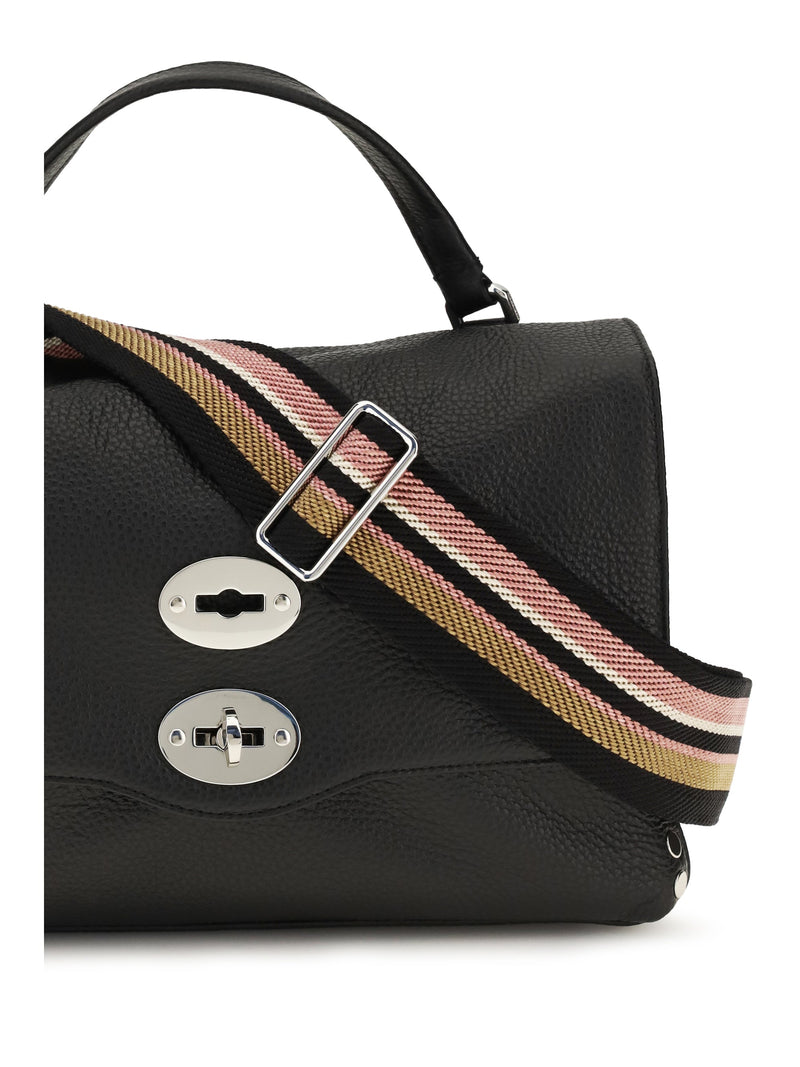 Zanellato Postina Daily Top Handle Bag — Black Calf Leather Bos Taurus