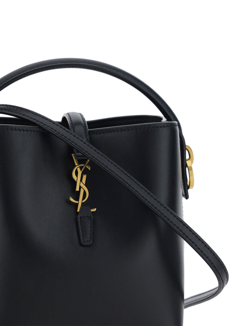 Saint Laurent Calf Leather Top Handle Shoulder Bag — Black