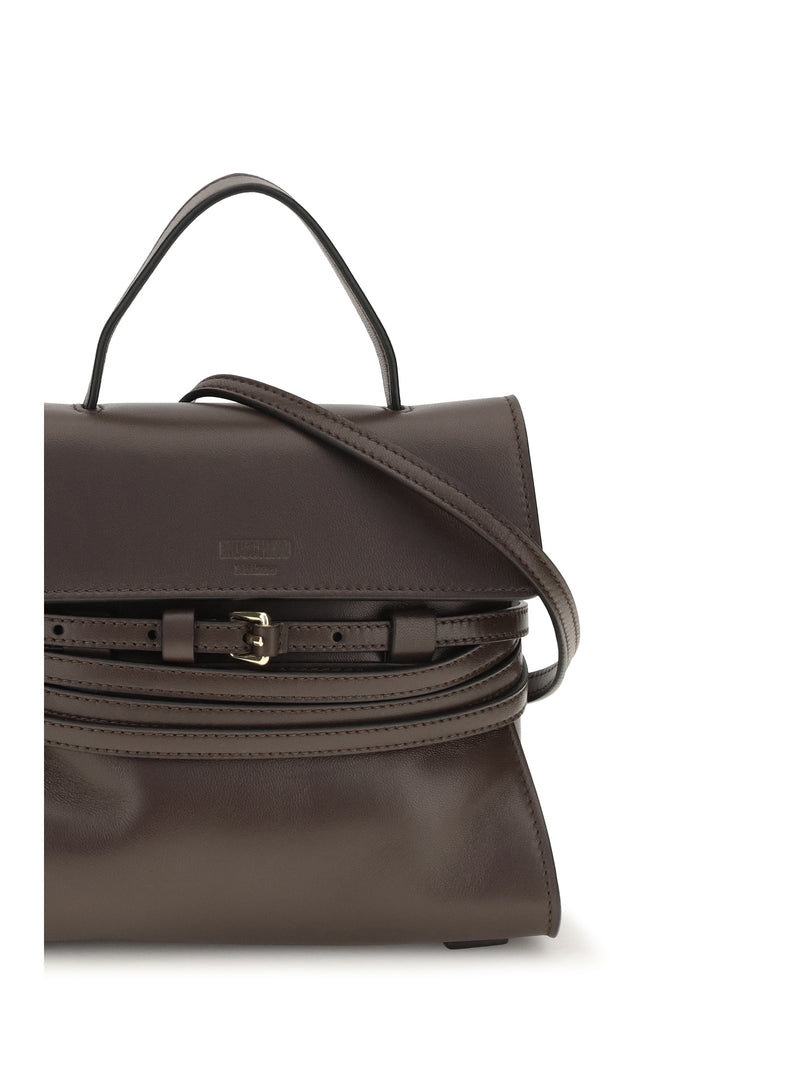 Moschino Tie Me Top Handle Bag — Brown Goatskin/hircus Goatskin