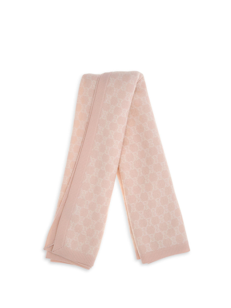Gucci Merino Wool Gg Motif Scarf — Pink Ovis Aries Scarfs