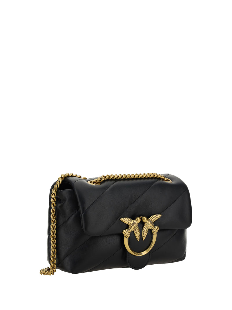 Pinko Love Mini Puff Shoulder Bag — Black Calf Leather