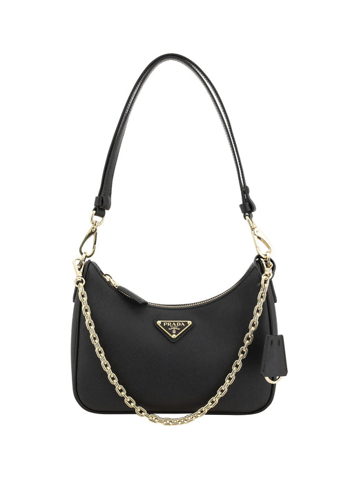 Prada Lux Shoulder Bag — Black Calf Leather