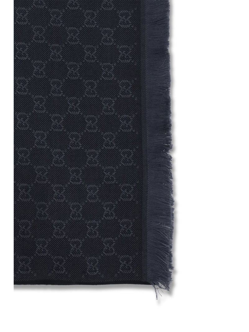 Gucci Gg Supreme Embroidered Wool Scarf — Black (ovis Aries) Scarfs