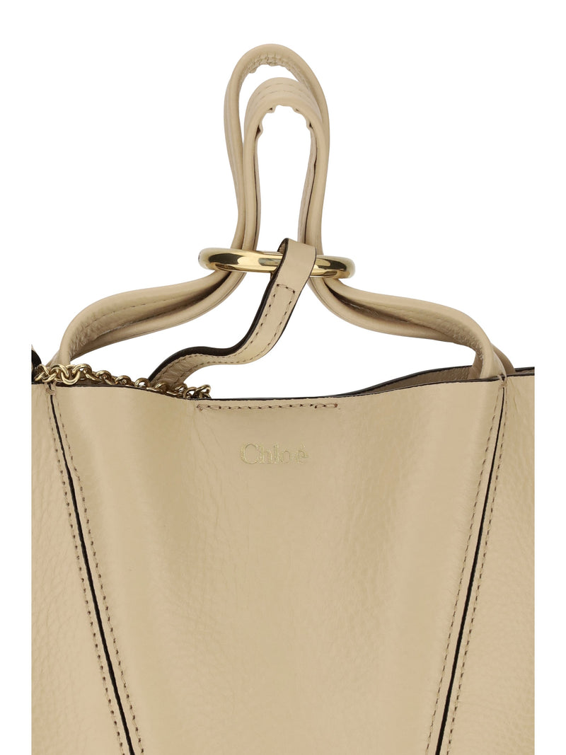 Chloé Spin Shoulder Bag — Beige Calf Leather (bos Taurus)