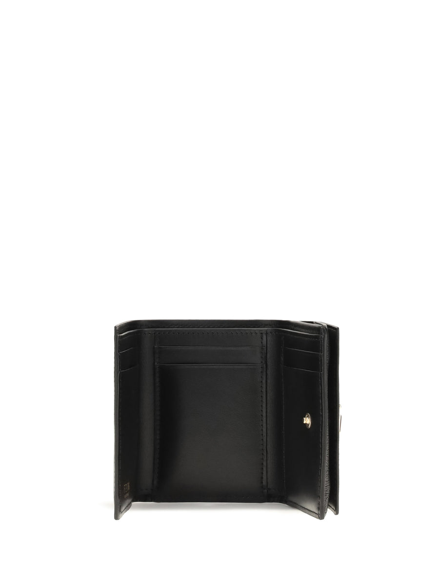Fendi Ff Monogram Calfskin Wallet — Black Calf Leather