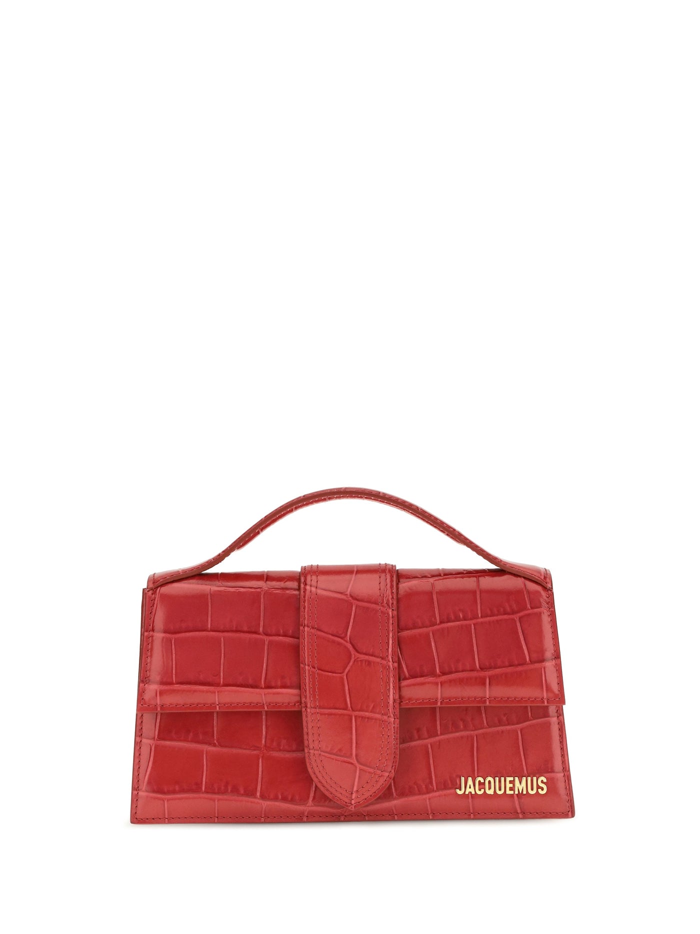 Jacquemus Le Grand Bambino Shoulder Bag — Red Crocodile-embossed Leather