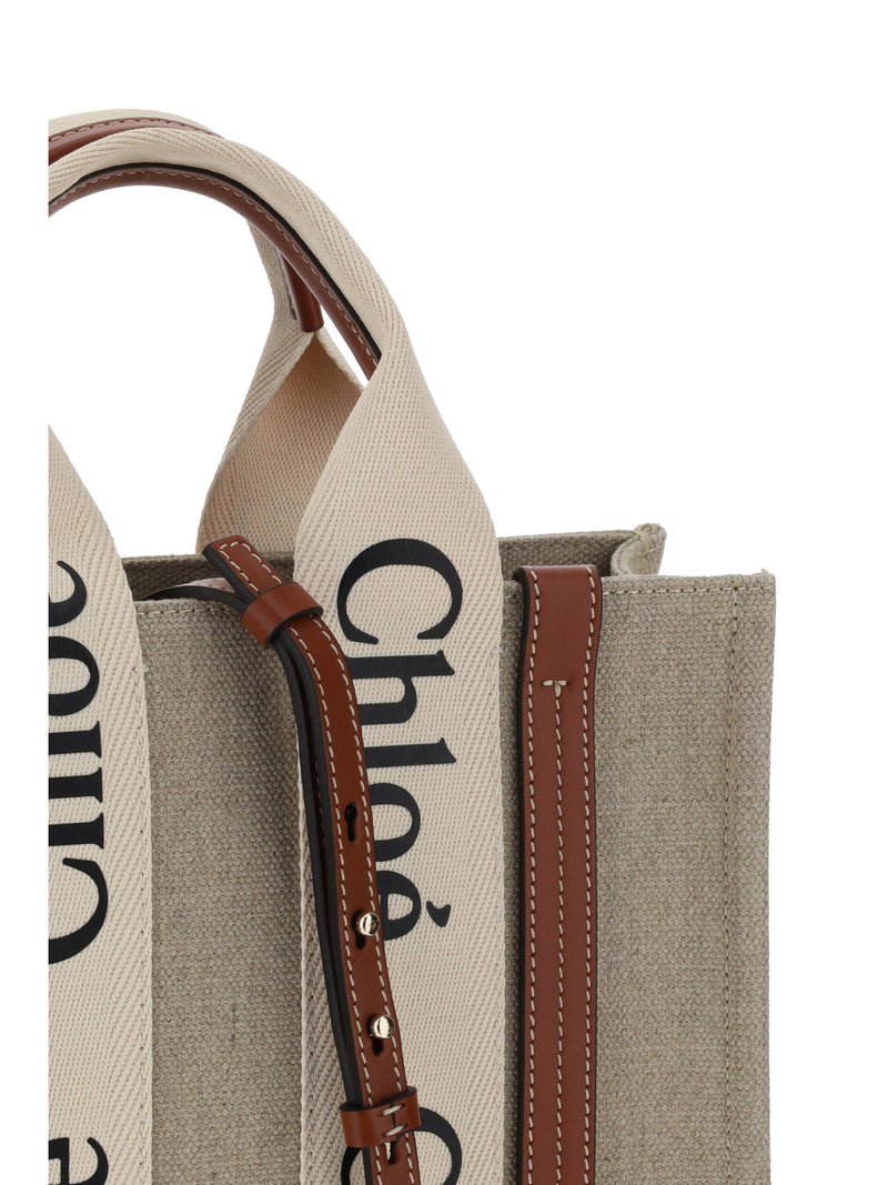 Chloé Woody Tote Bag — White Canvas