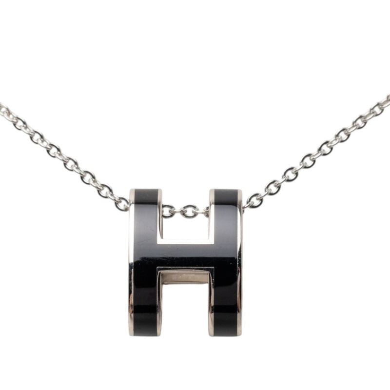 Palladium Plated Enamel Pop H Pendant Necklace - Image 2