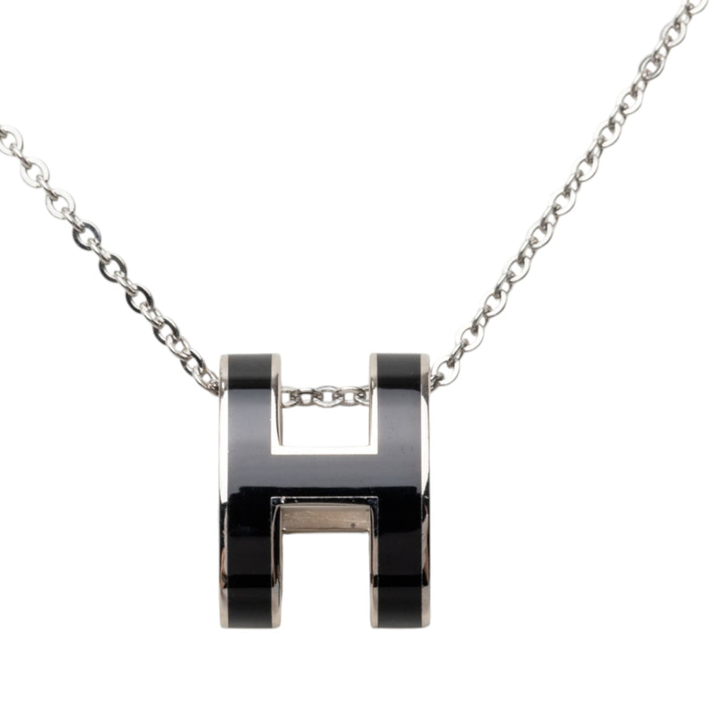 Palladium Plated Enamel Pop H Pendant Necklace - Image 3
